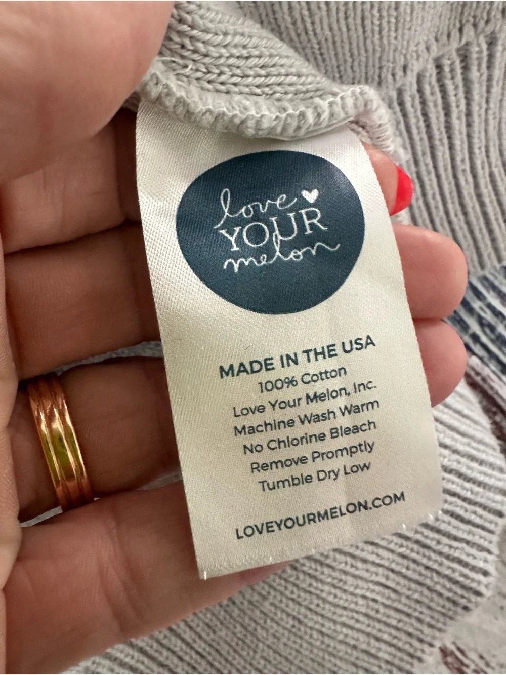 Love Your Melon Light Gray Logo Knit Sweater - Picture 7 of 9